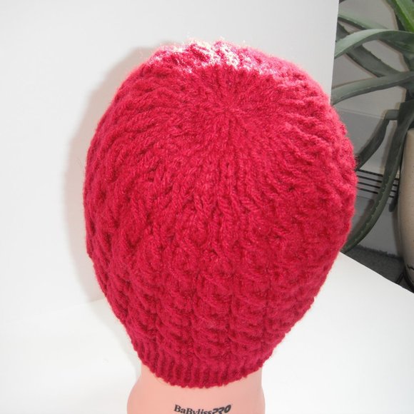 Hand Knitted Hat Toque One Size Acrylic Burgundy - 005 Hand knit by me - Picture 7 of 10